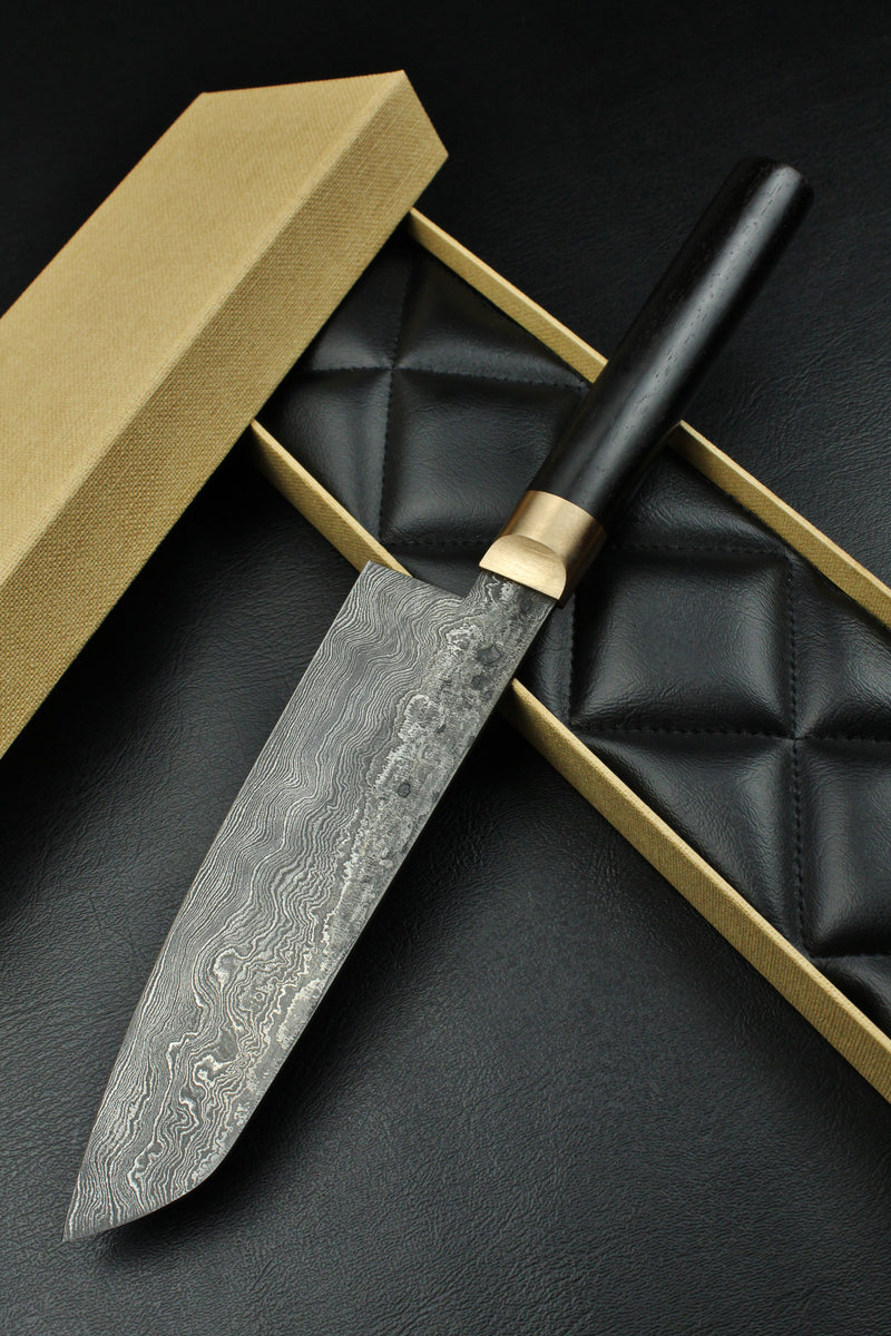 Damascus Santoku Black Ebony