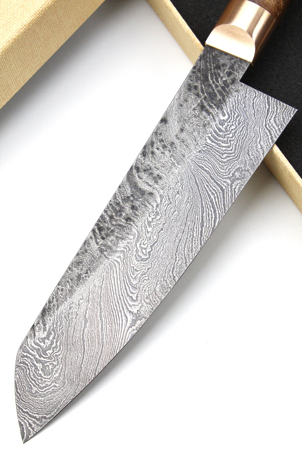 Damascus Santoku 320L Torsion Walnut