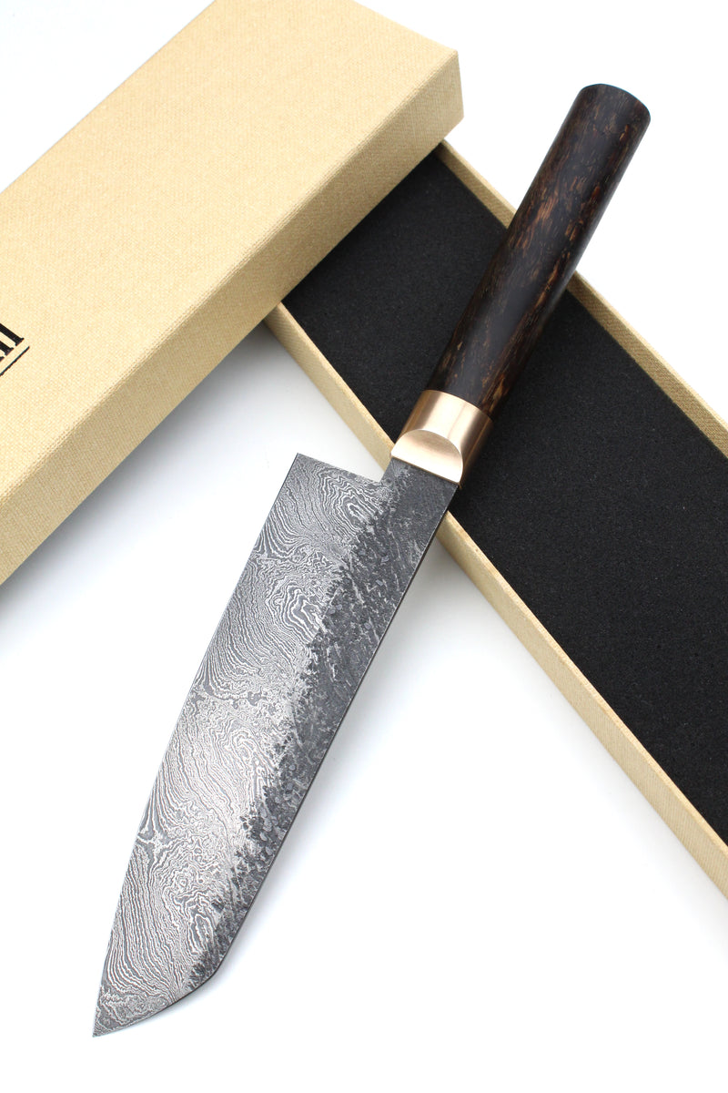 Damascus Santoku 320L Torsion Walnut