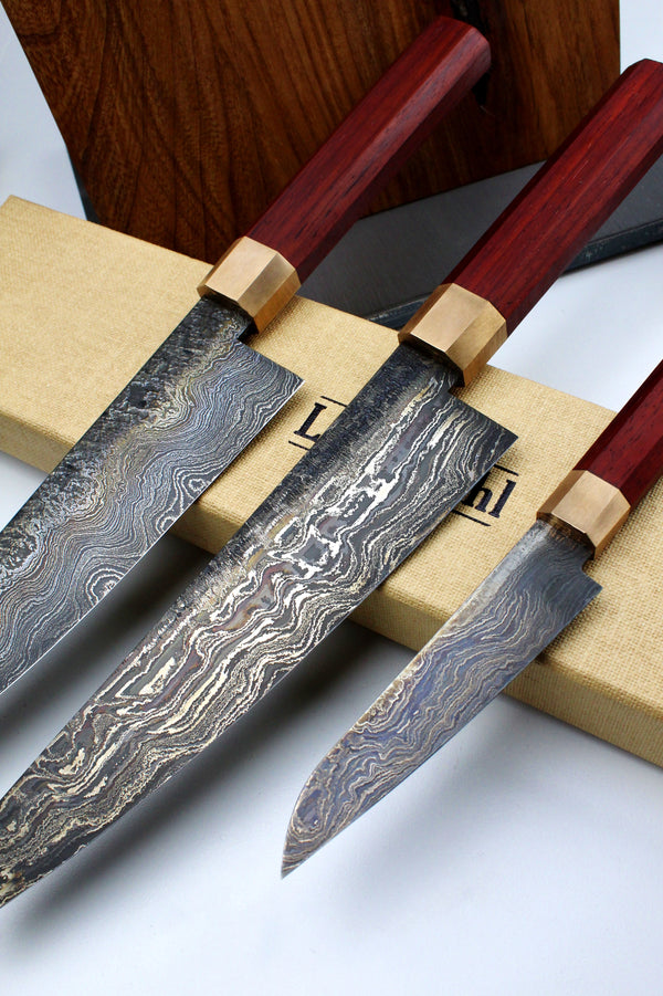 Premium Knife Set Octagonal Padouk